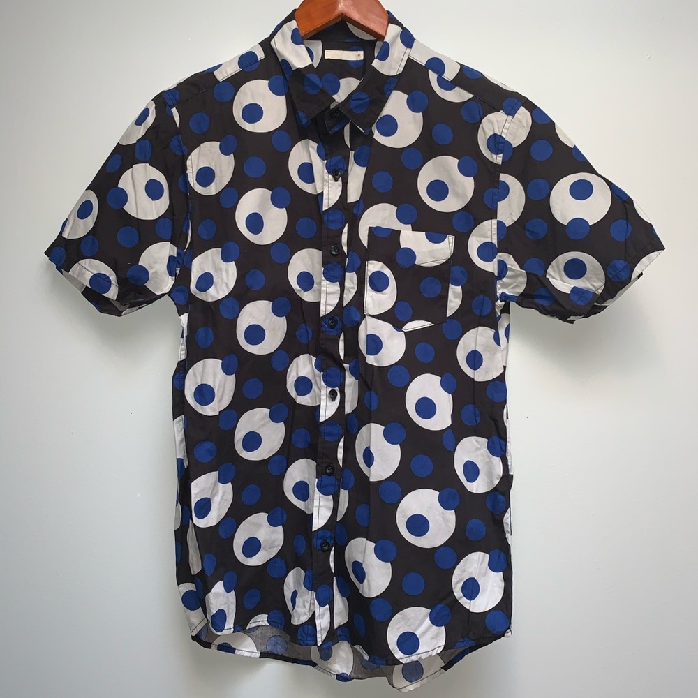 New Men’s M Button down polka-dot dress-shirt